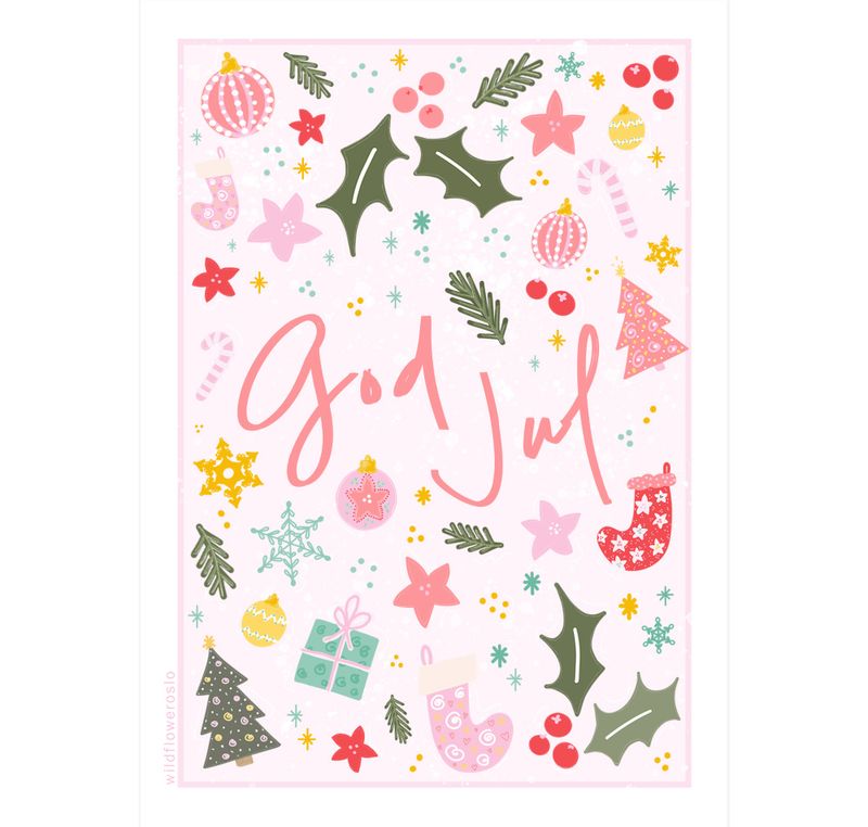 God jul A6 - Rosa